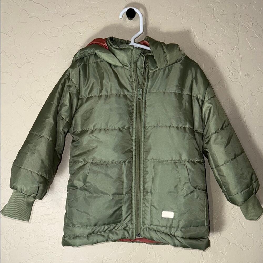 7FAMK girls 4t green puffer coat with hood